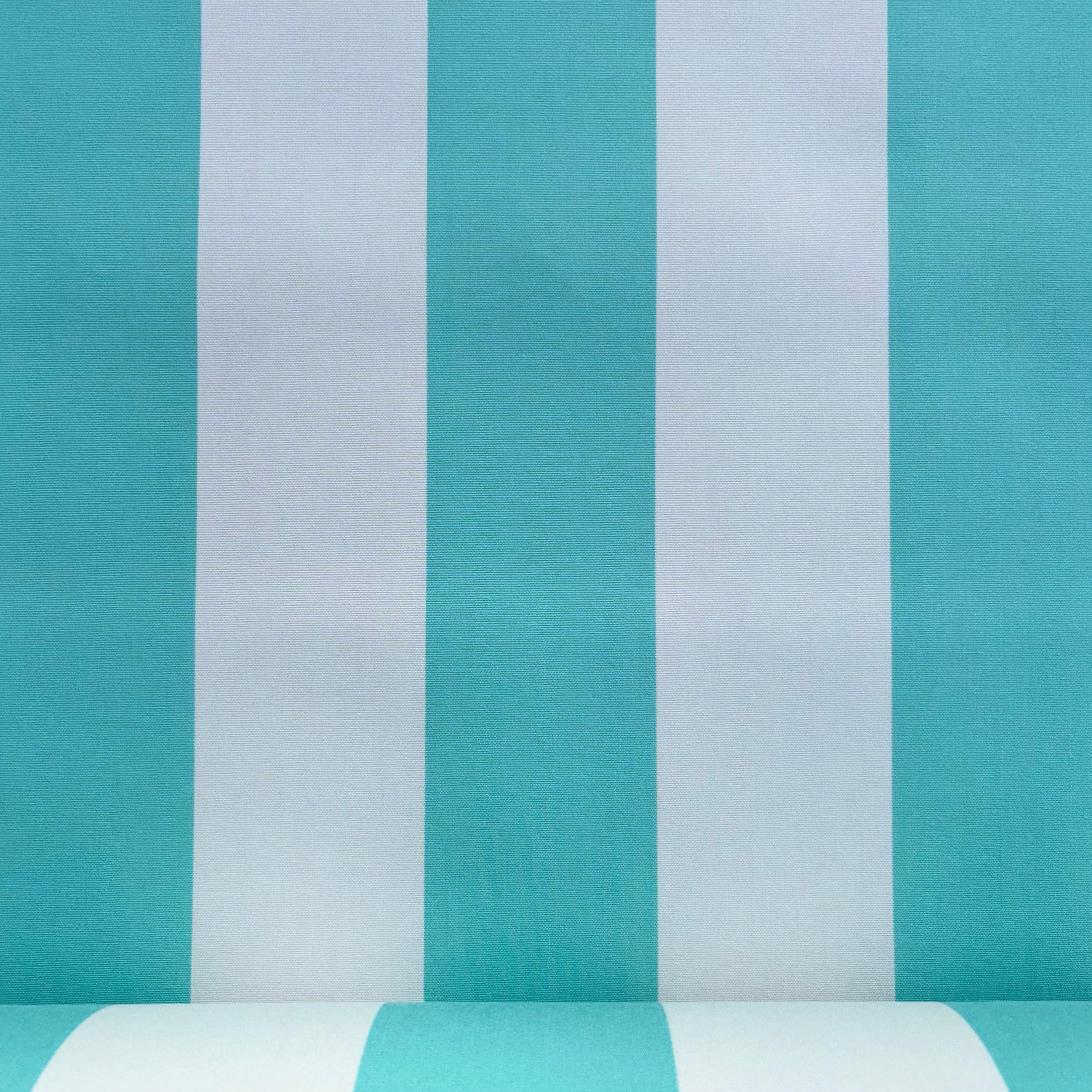 European Aqua and White Block Stripe