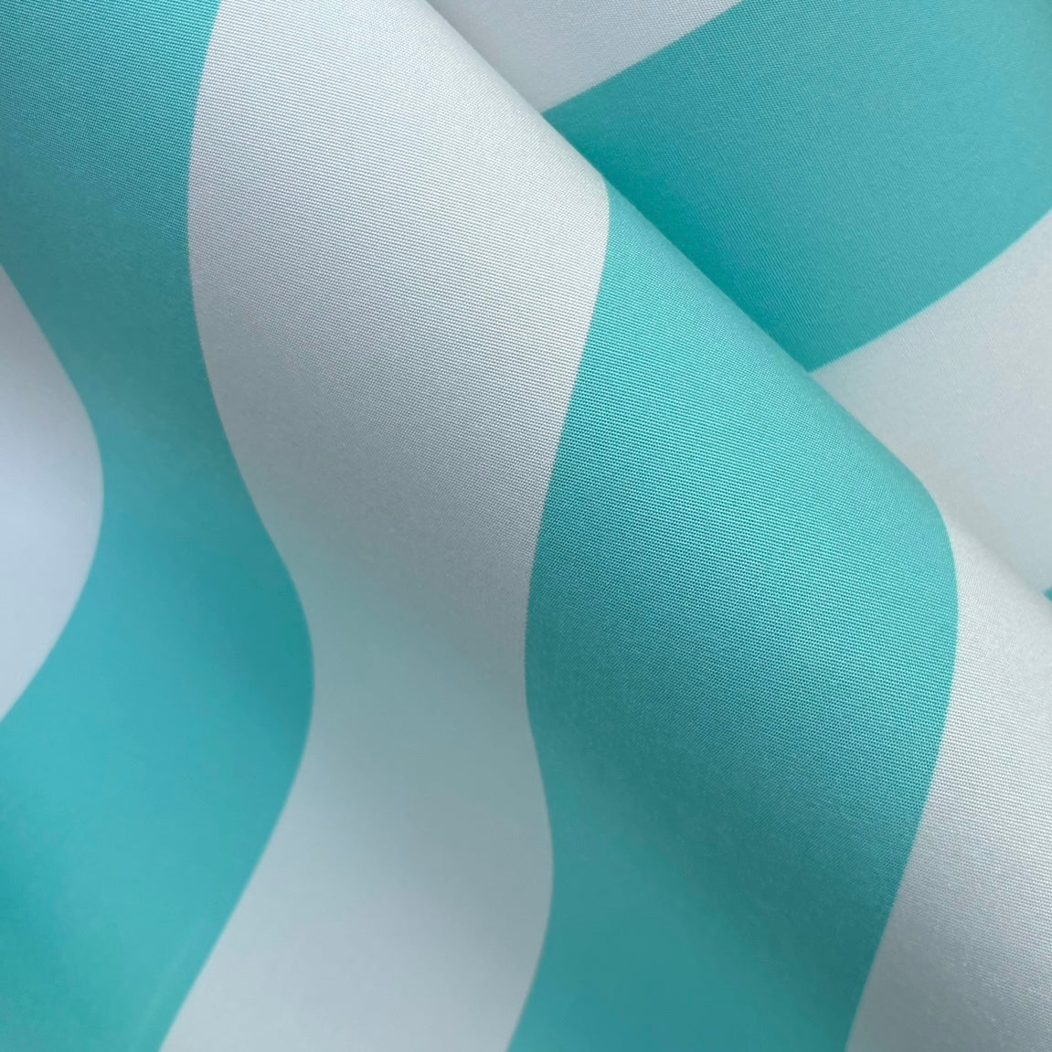 European Aqua and White Block Stripe