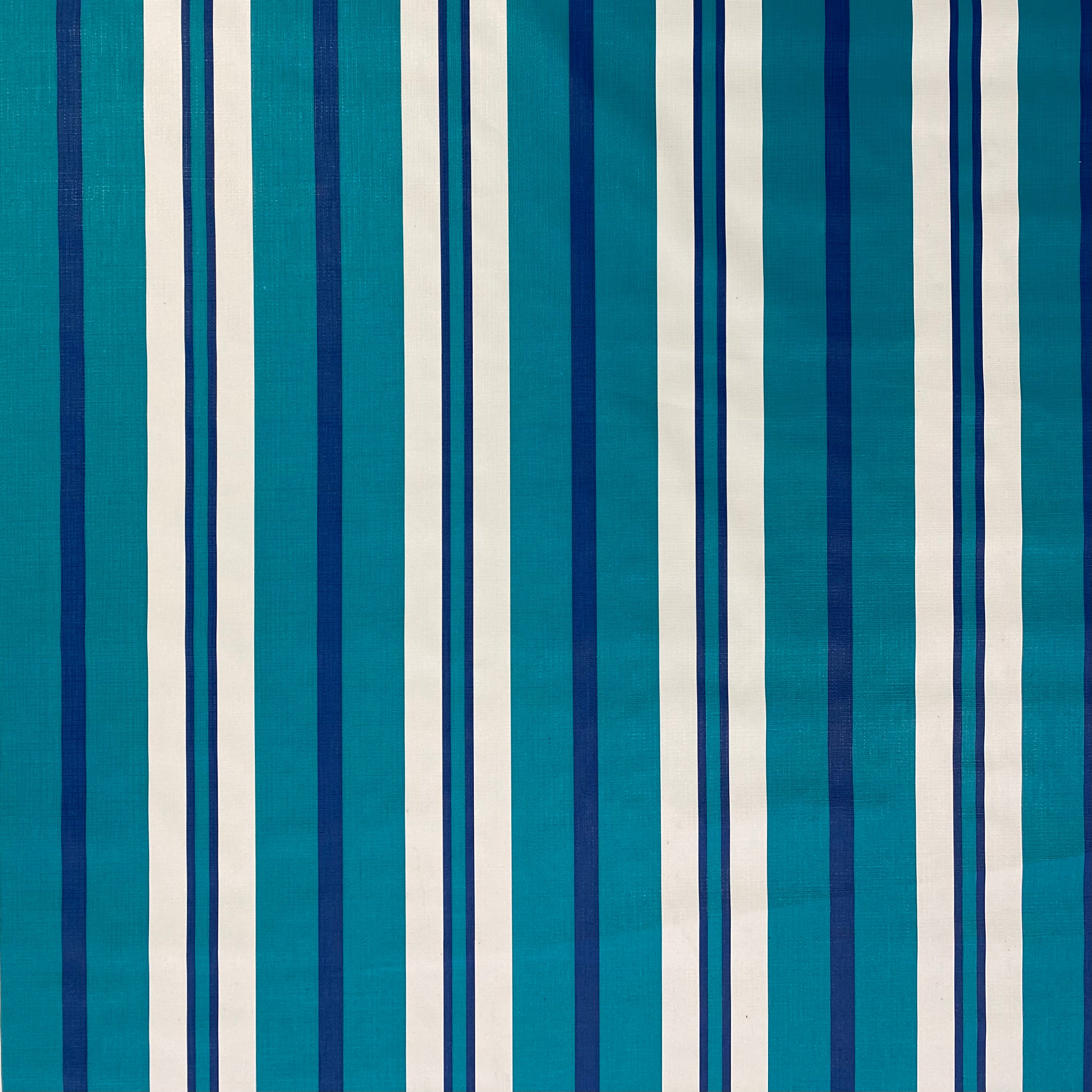 Teal, Blue White Stripe by Brella is a plastic vinyl designed for an array of applications.
