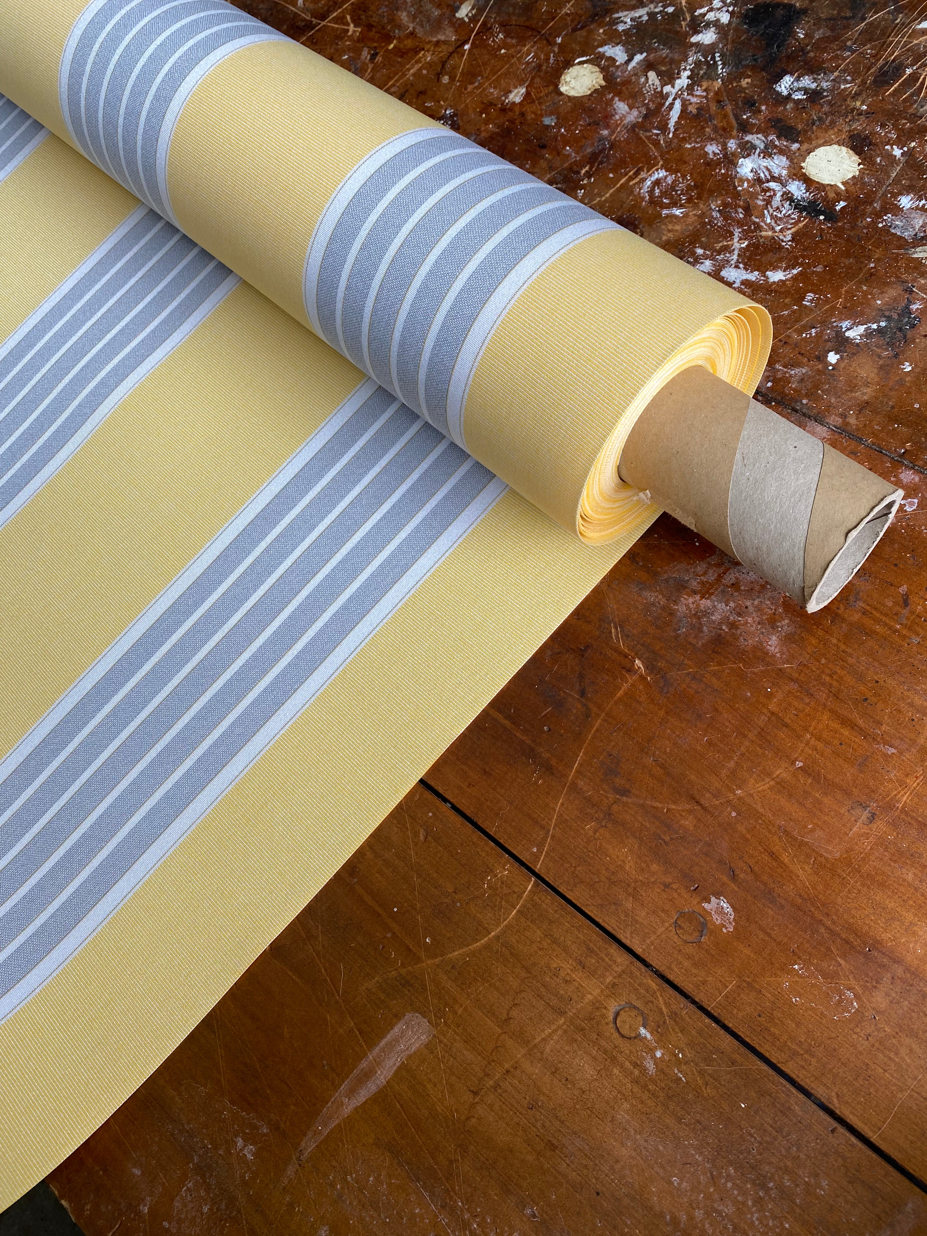 Sunbrella Canvas Yellow Tweed Grey Stripe