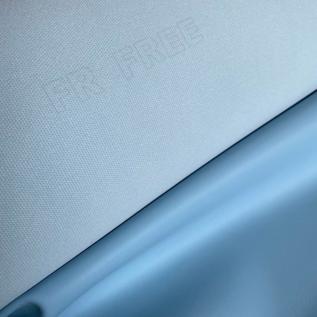 Eden Upholstery Vinyl: Azur Blue. Light Blue furniture vinyl