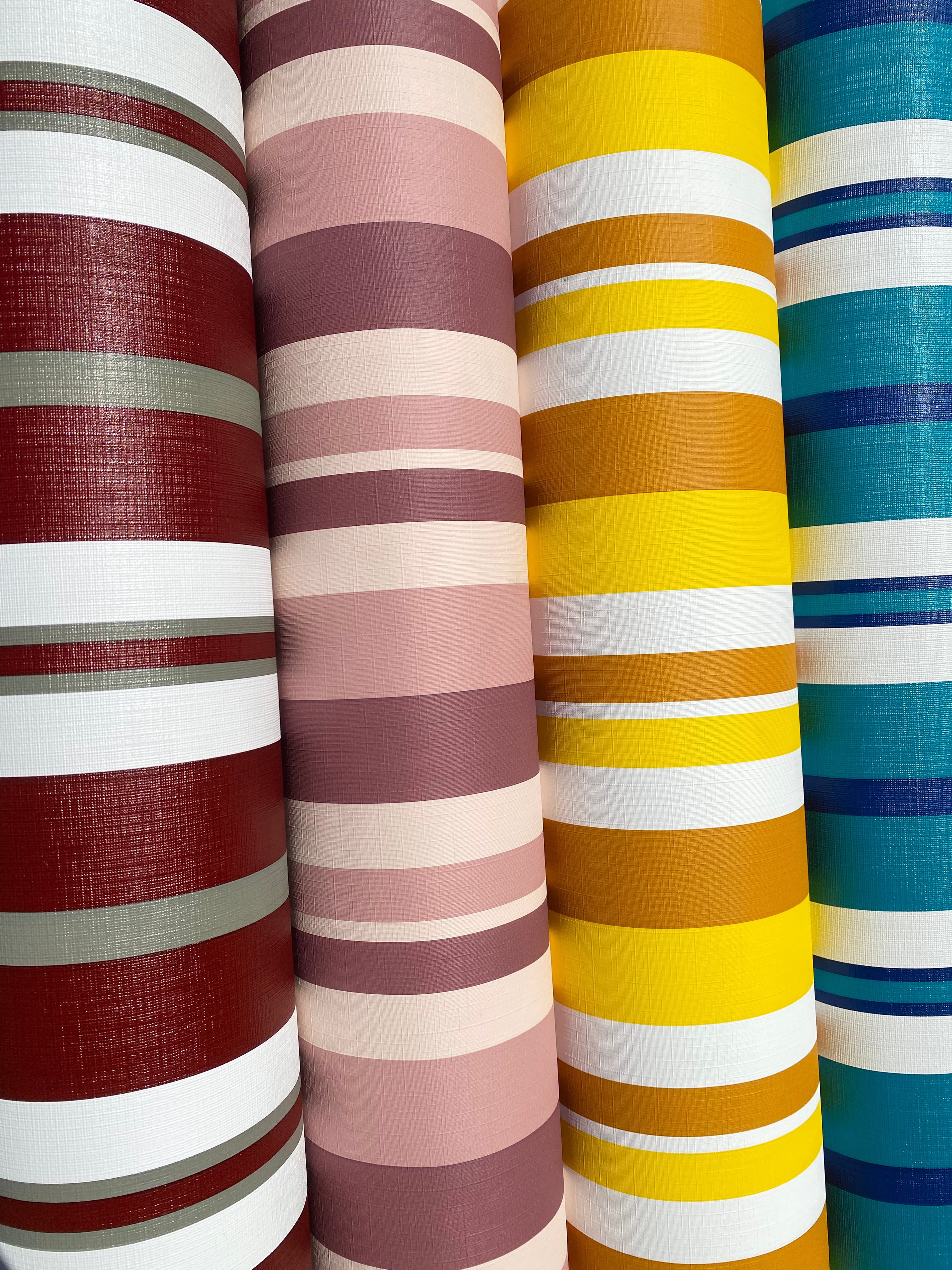 Burgundy, Grey, White Stripe by Brella is a plastic vinyl designed for an array of applications.