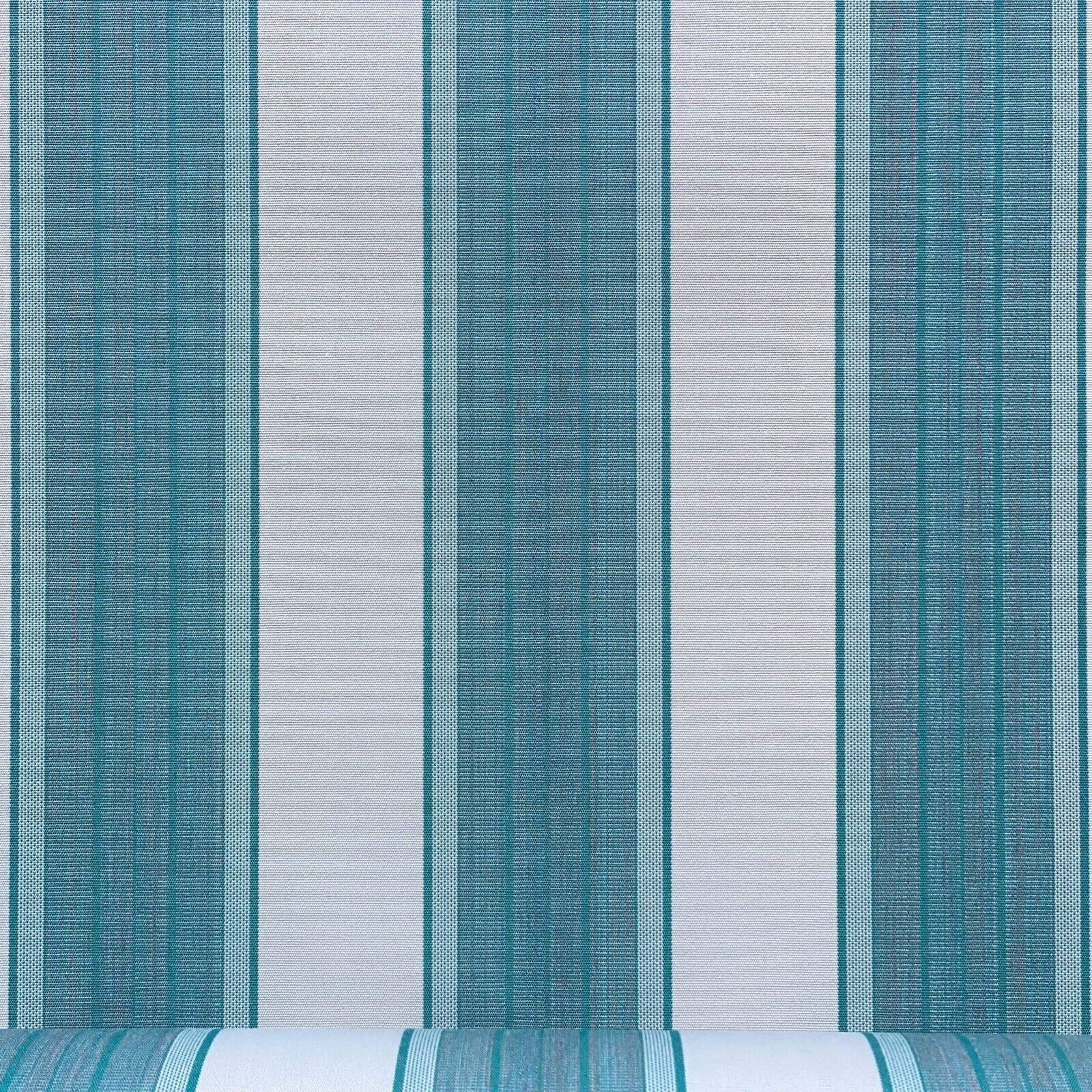 Sunbrella Canvas Fabric: Teal, White Stripe