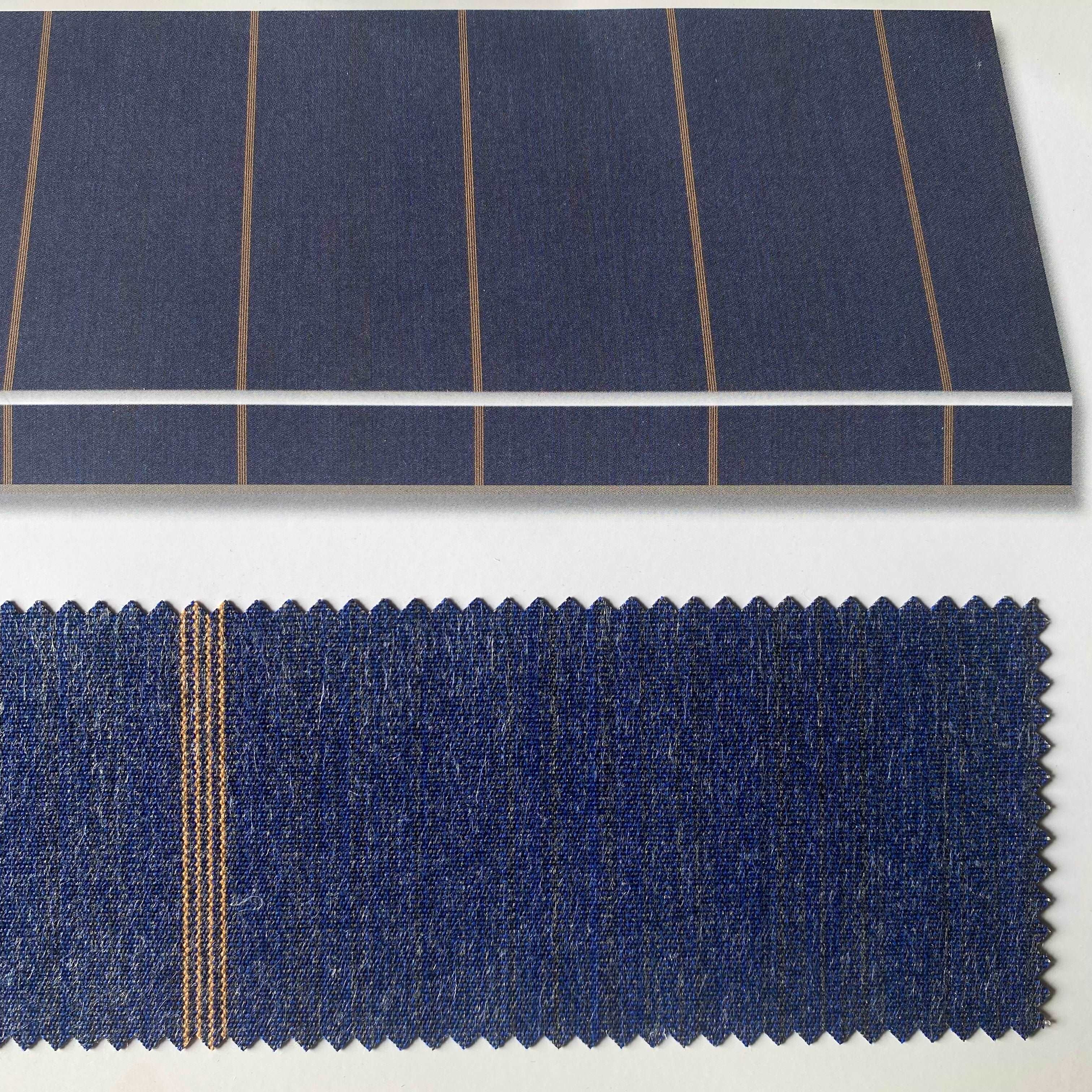 Sunbrella Acrylic Canvas: Navy, Orange Pin Stripe