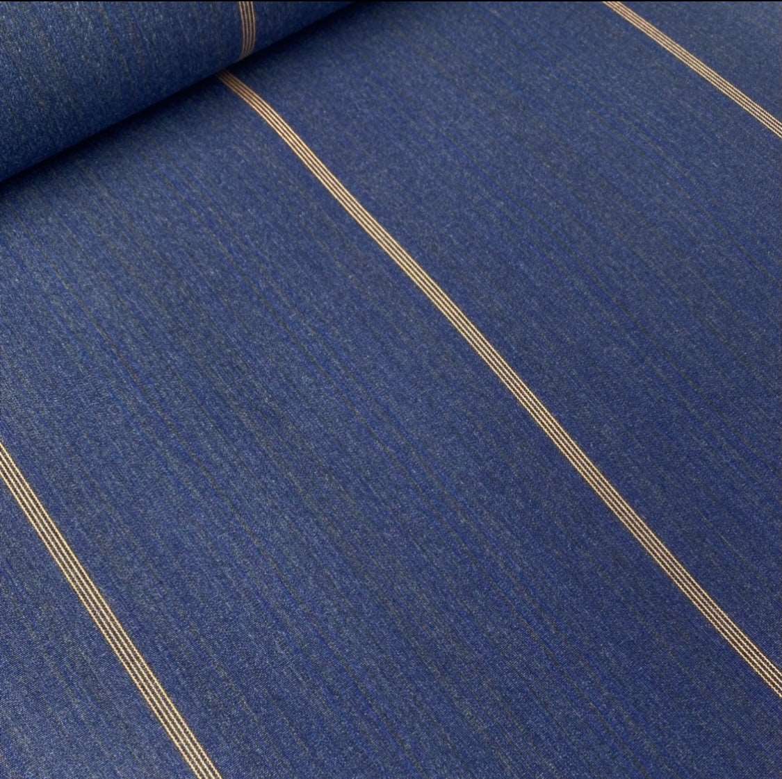 Sunbrella Acrylic Canvas: Navy, Orange Pin Stripe