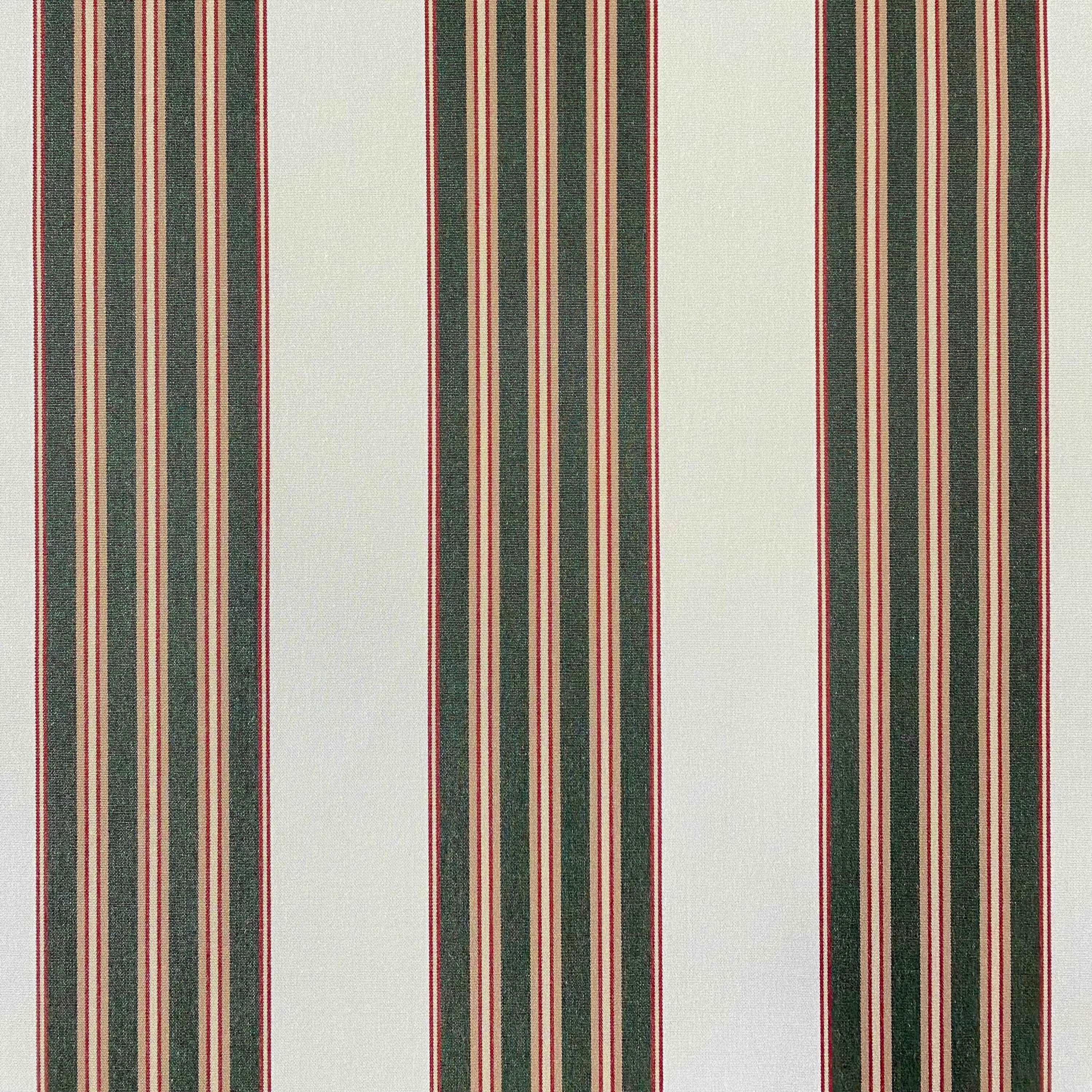 Sunbrella Acrylic Canvas: Forest Green, White, Red Pin Stripe