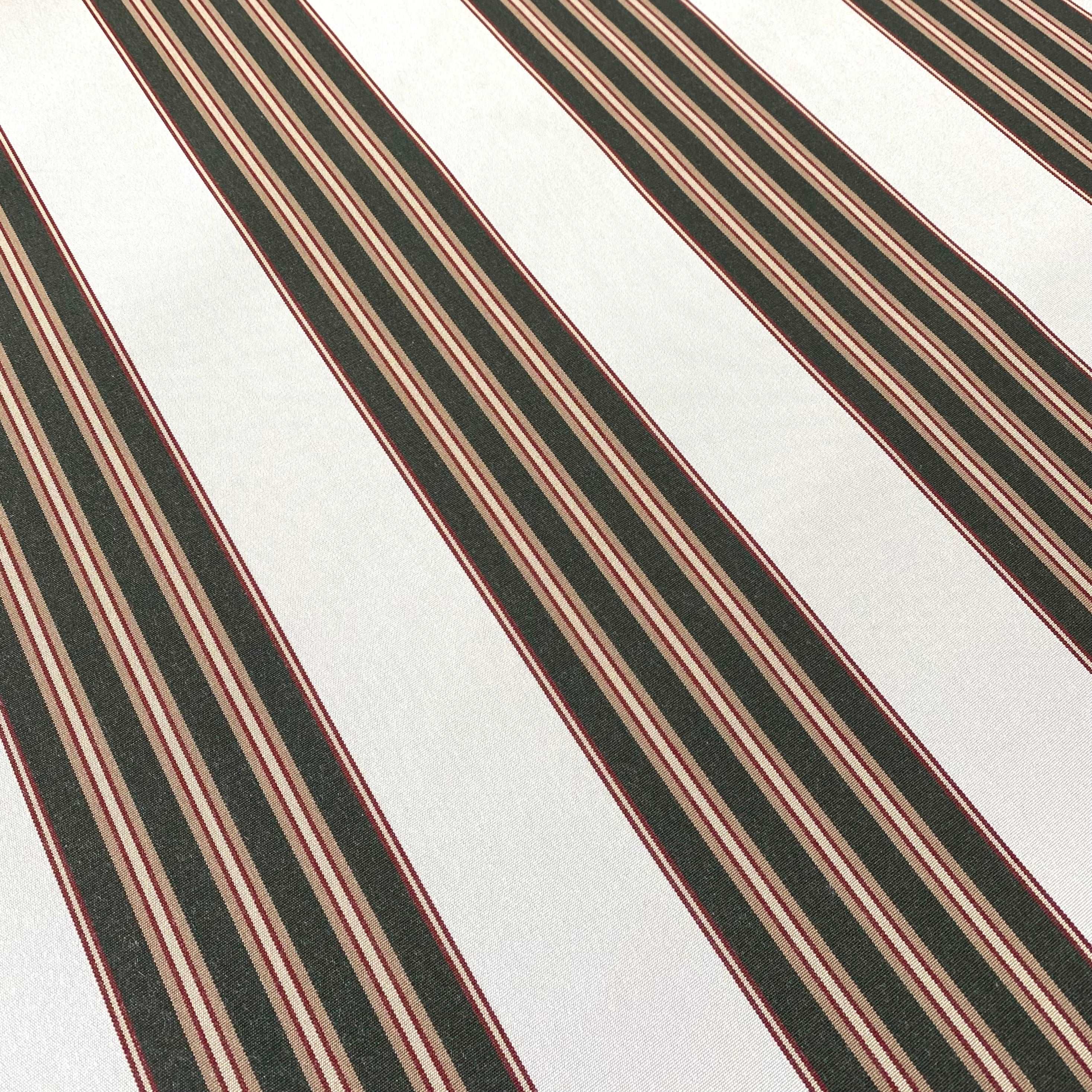 Sunbrella Acrylic Canvas: Forest Green, White, Red Pin Stripe