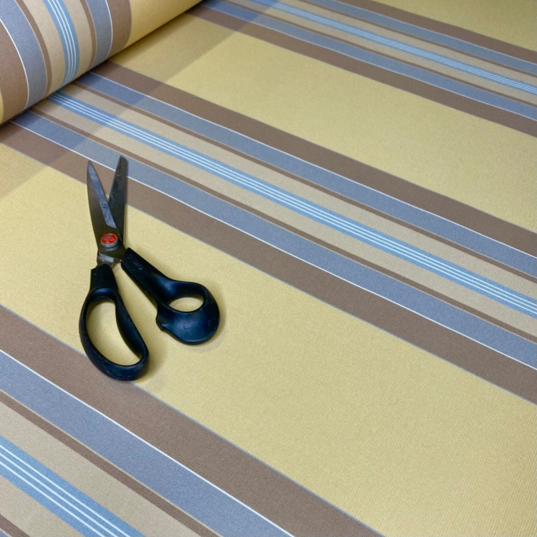 Sunbrella Yellow & Duck Egg Blue Stripe