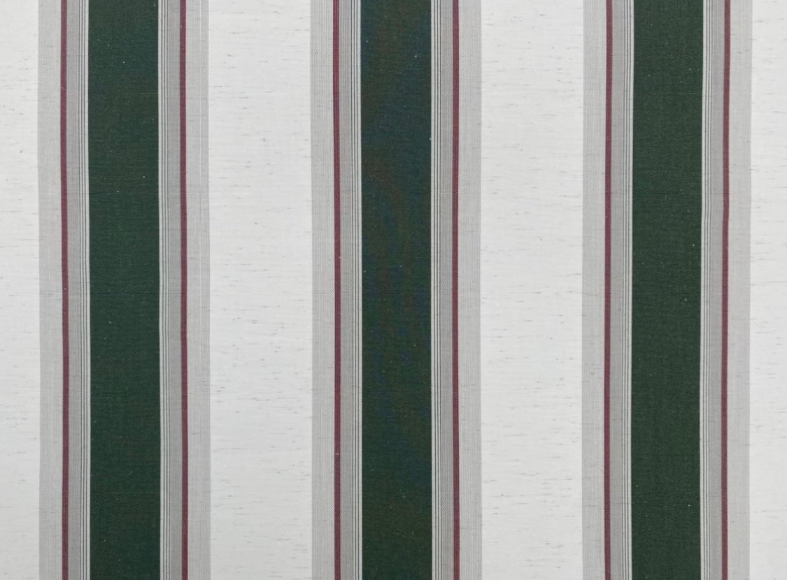 Sunbrella Acrylic Canvas: Forest Green, Mottle White, Red Stripe