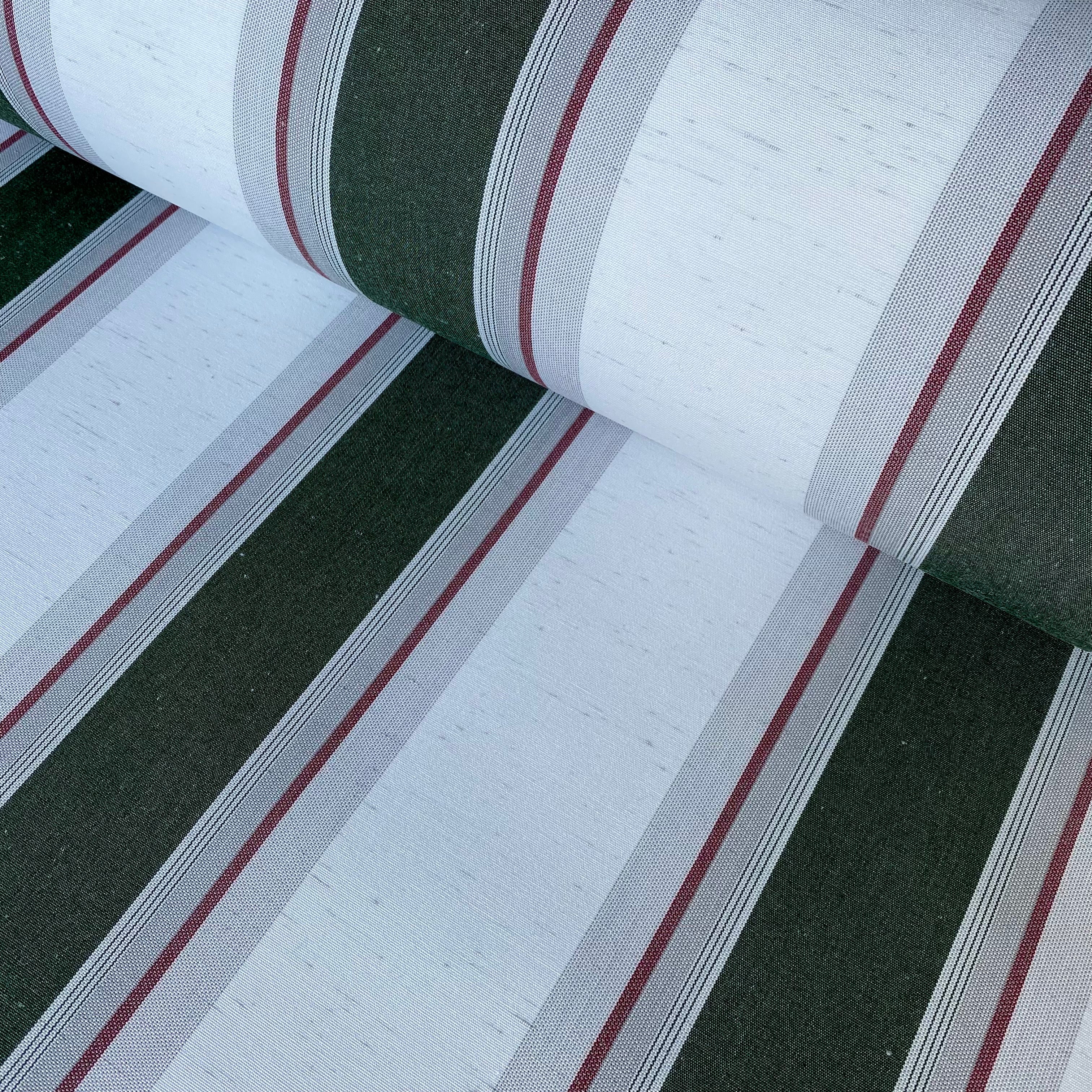 Sunbrella Canvas Fabric: Forest Green & White Stripe