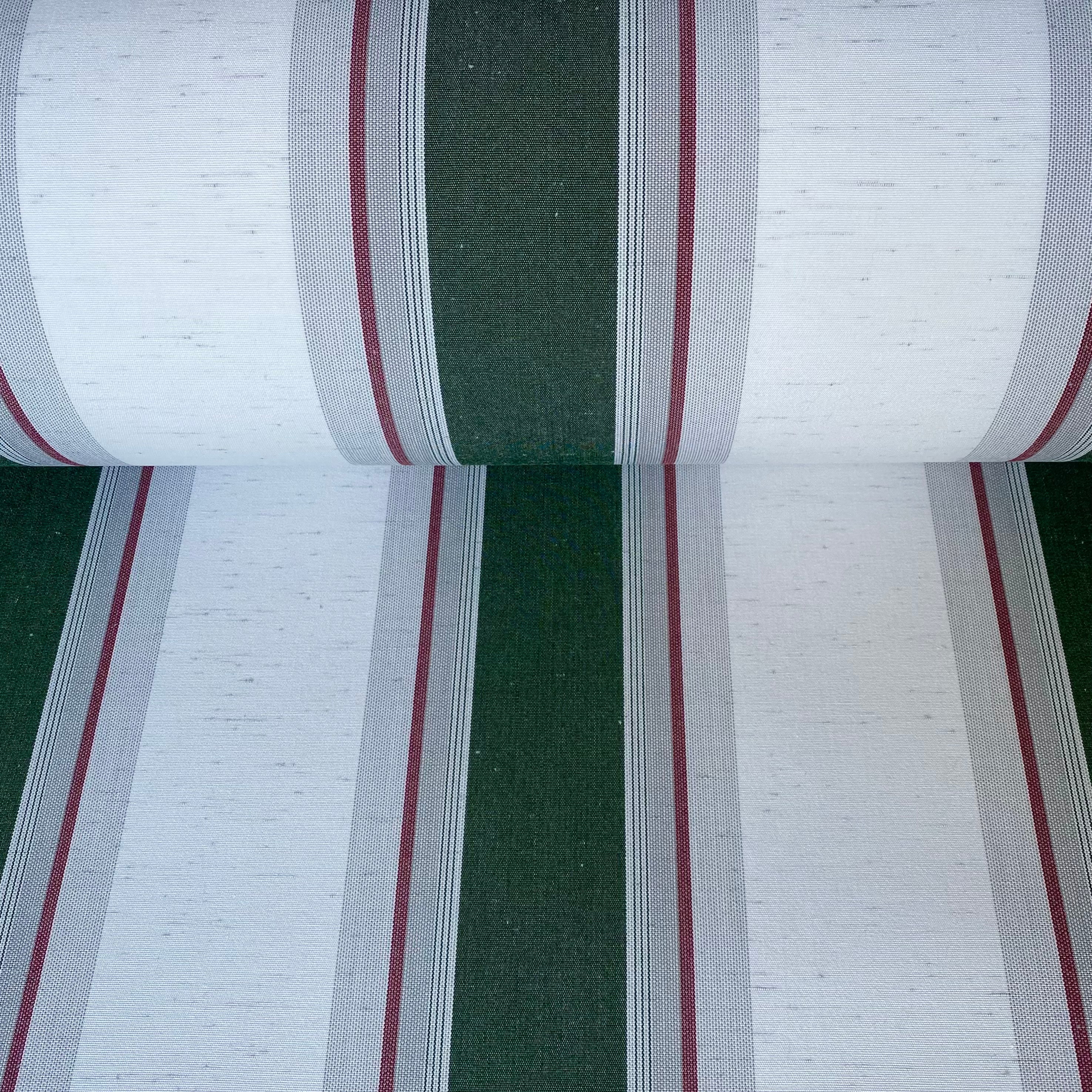Sunbrella Canvas Fabric: Forest Green & White Stripe