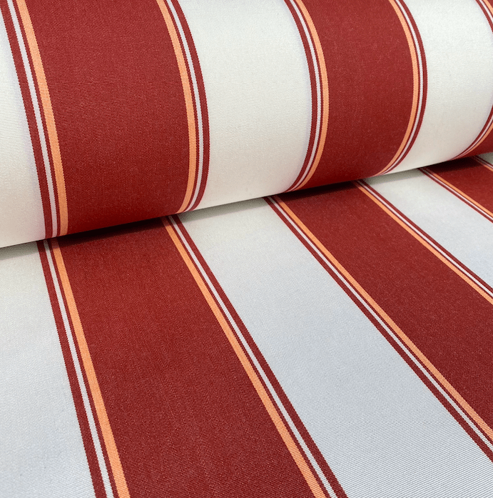 Sunbrella Canvas Fabric: Rusty Red & White Stripe
