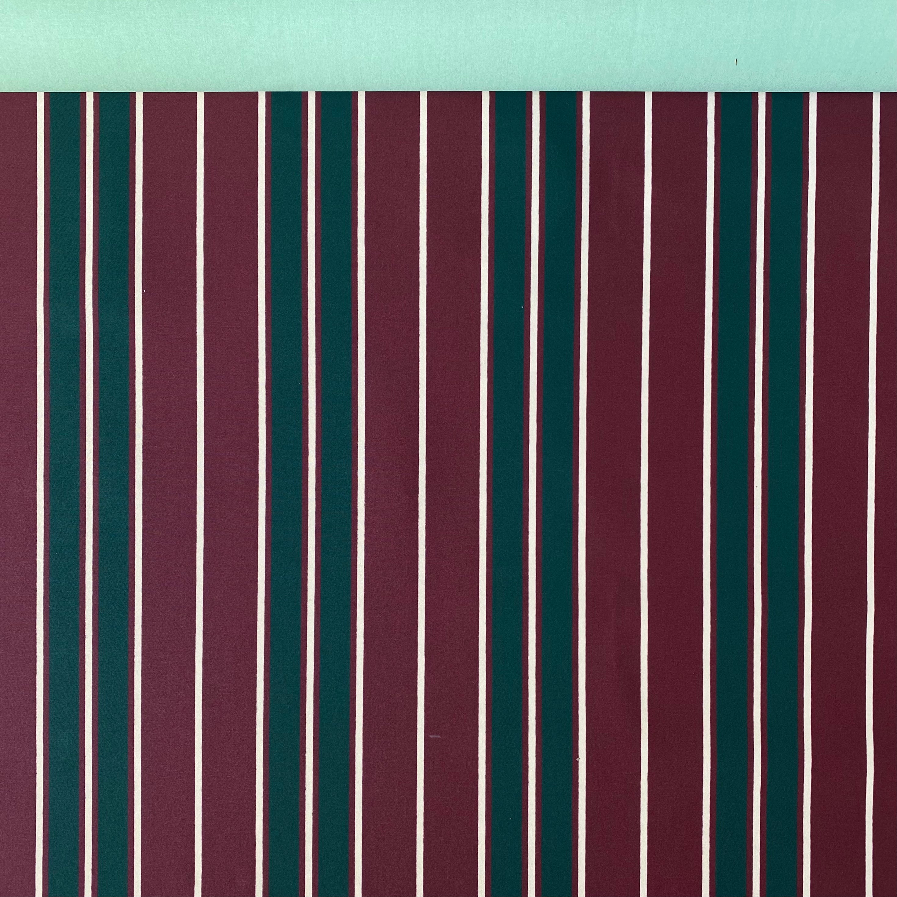 Maroon, Green, White Stripe