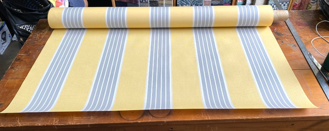 Sunbrella Canvas Yellow Tweed Grey Stripe