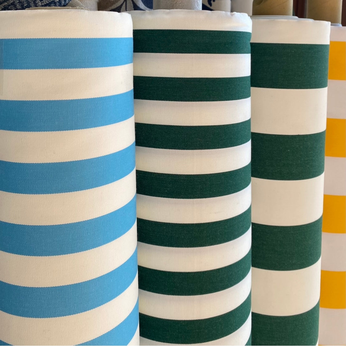 Sunbrella Upholstery Fabric Green 1" Stripe
