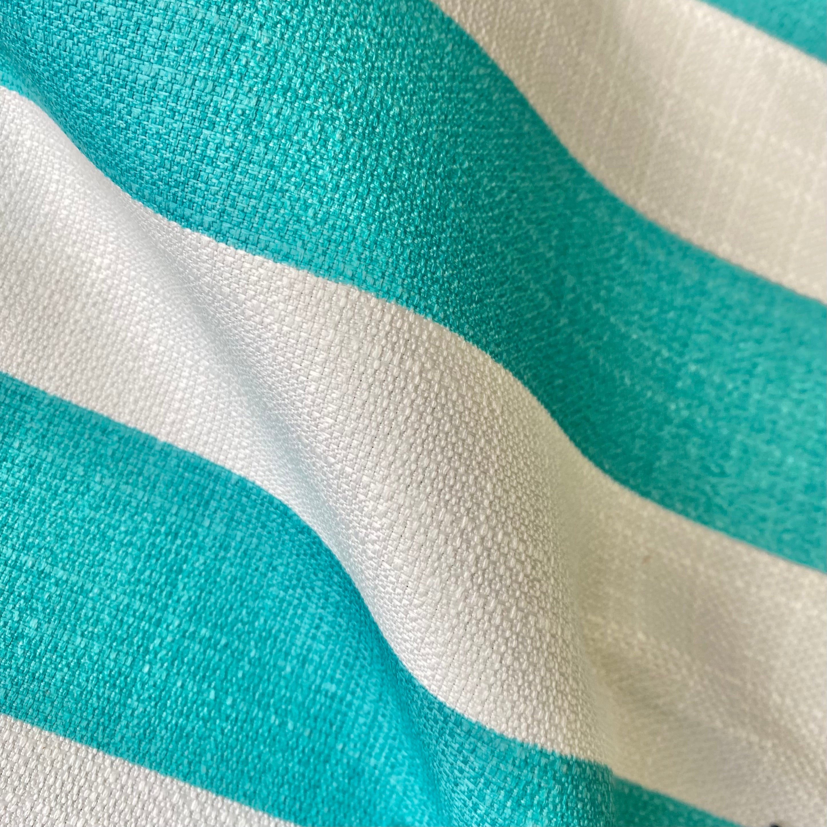 Aqua & White Stripe Outdoor Fabric