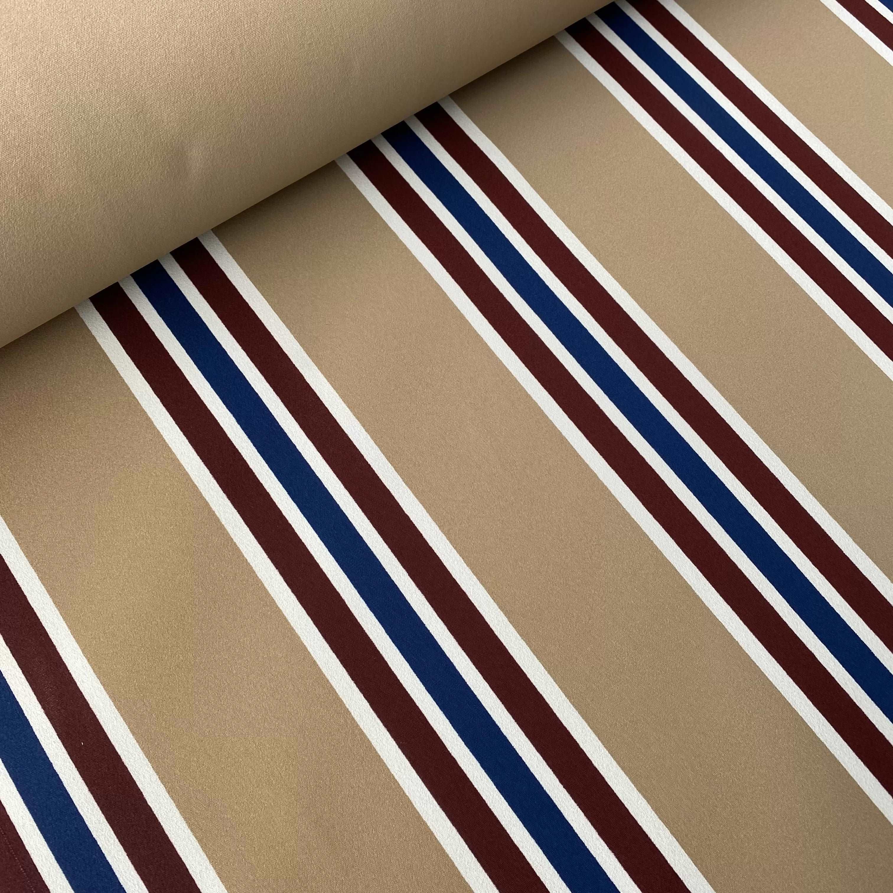 Beige, White, Navy Blue, Maroon Stripe