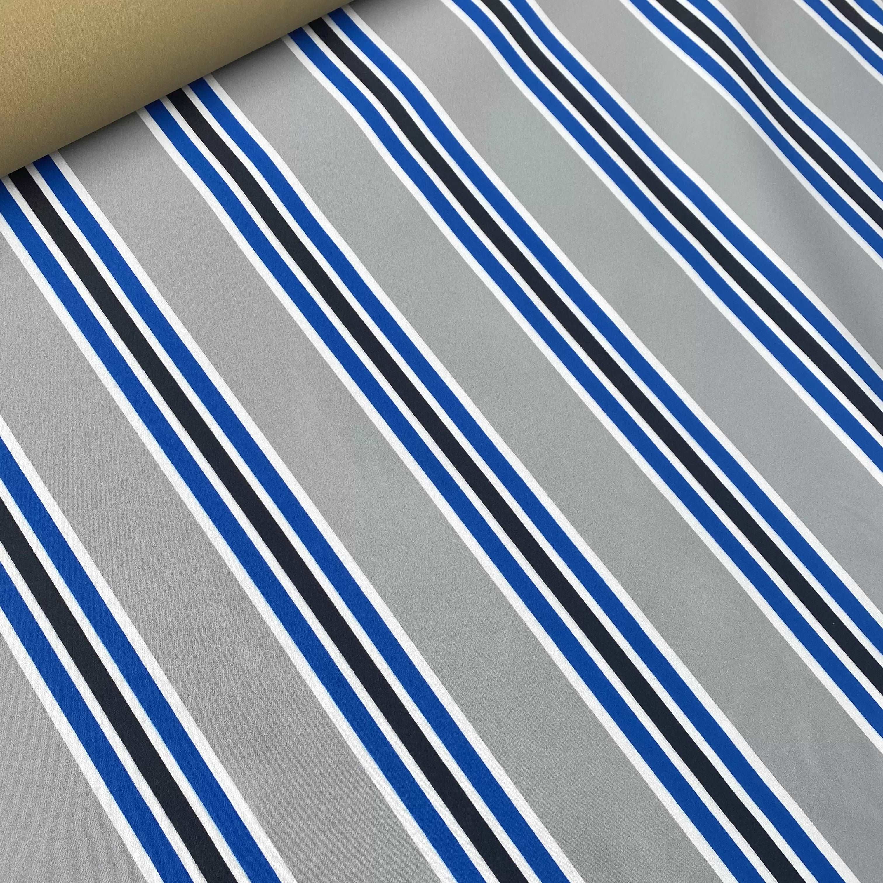 Grey, White, Blue, Black Stripe