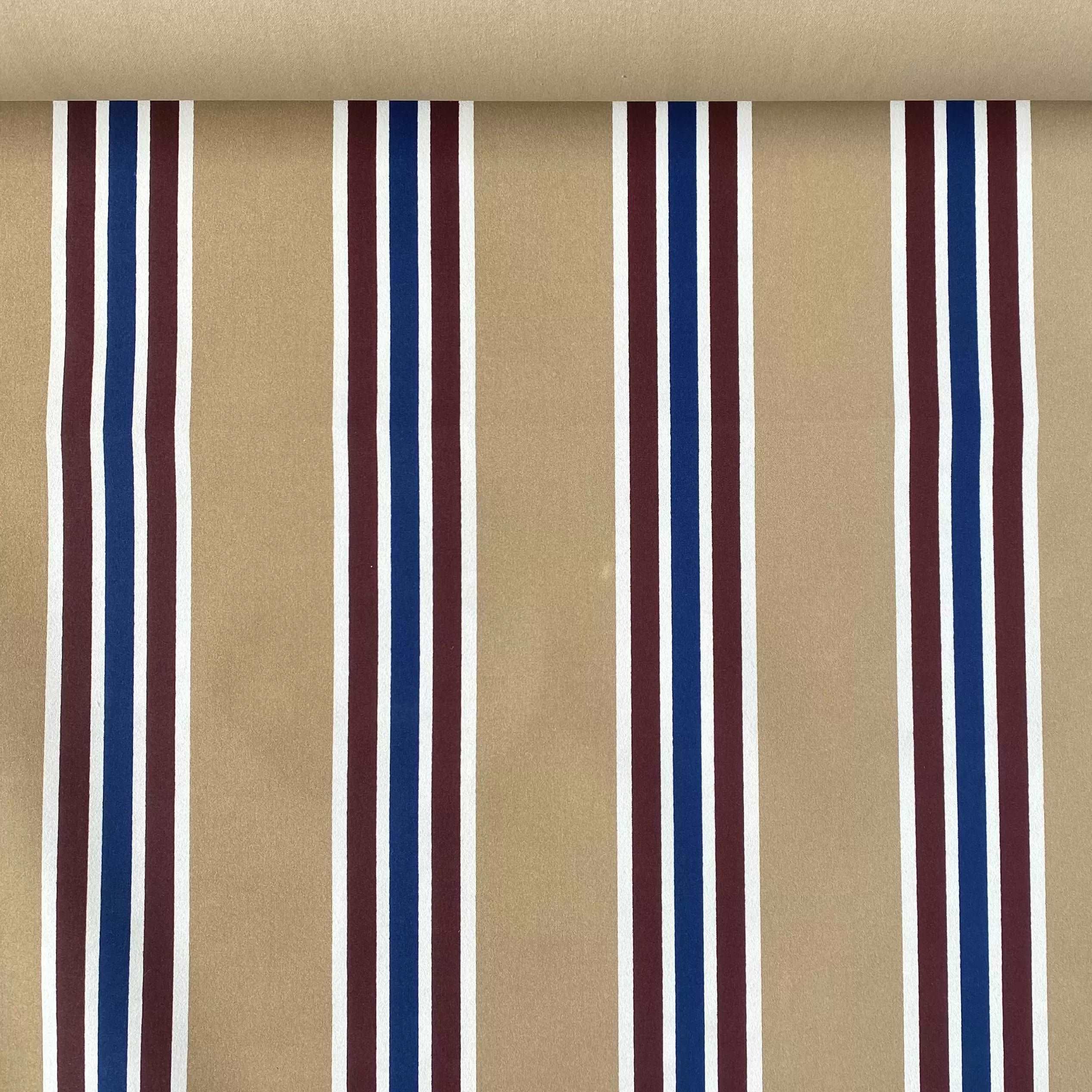 Beige, White, Navy Blue, Maroon Stripe