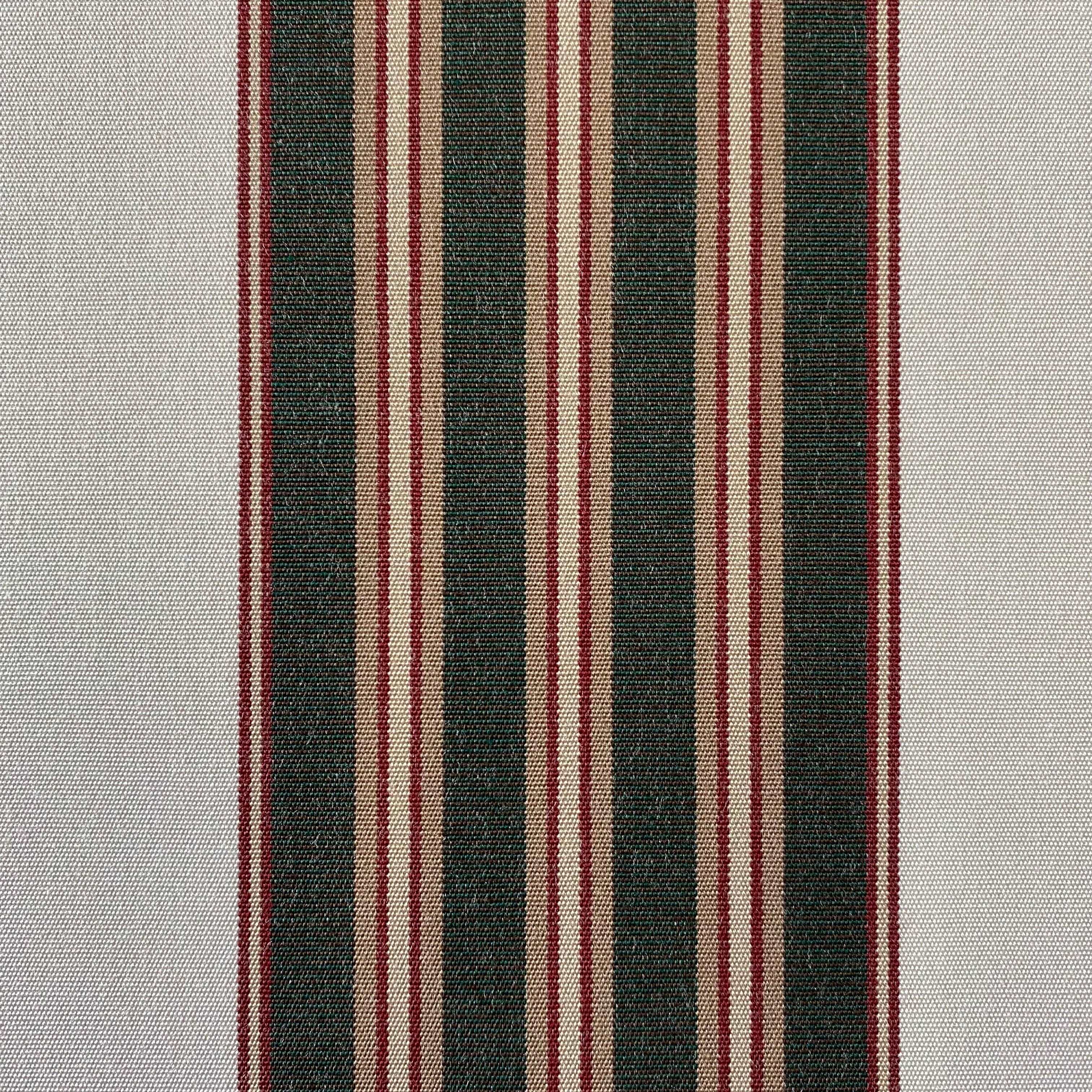 Sunbrella Acrylic Canvas: Forest Green, White, Red Pin Stripe