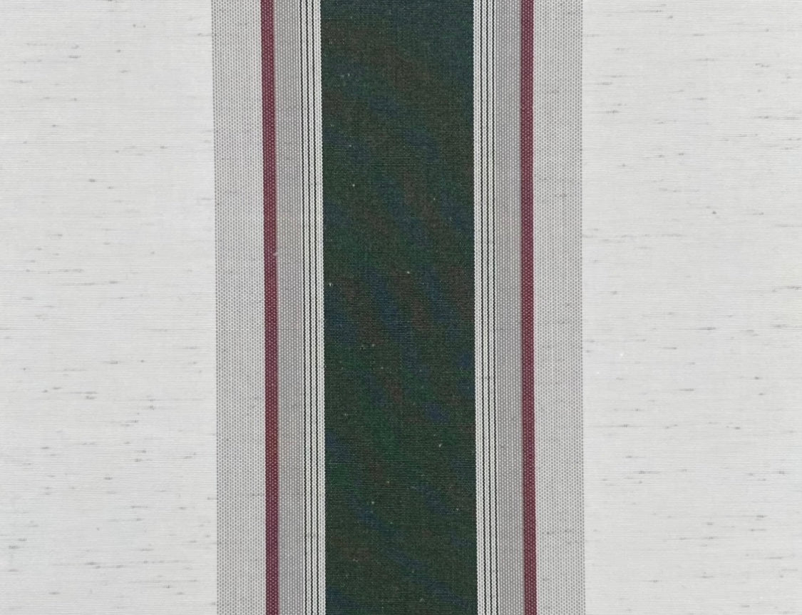 Sunbrella Acrylic Canvas: Forest Green, Mottle White, Red Stripe