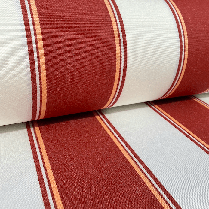 Sunbrella Canvas Fabric: Rusty Red & White Stripe
